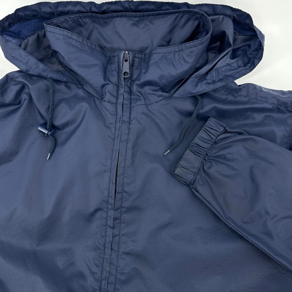 Eddie Bauer EBTEK Mens M Navy Blue Lightweight Hooded Windbreaker Jacket